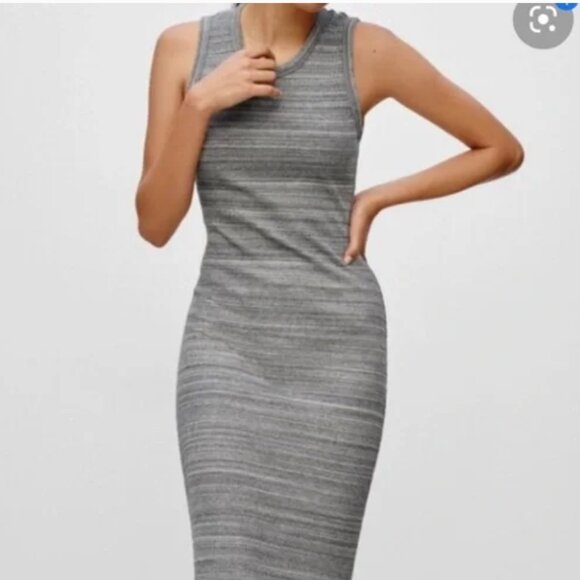 Aritzia Wilfred Free Ribbed Midi Dress, Gray, XS - Picture 2 of 12